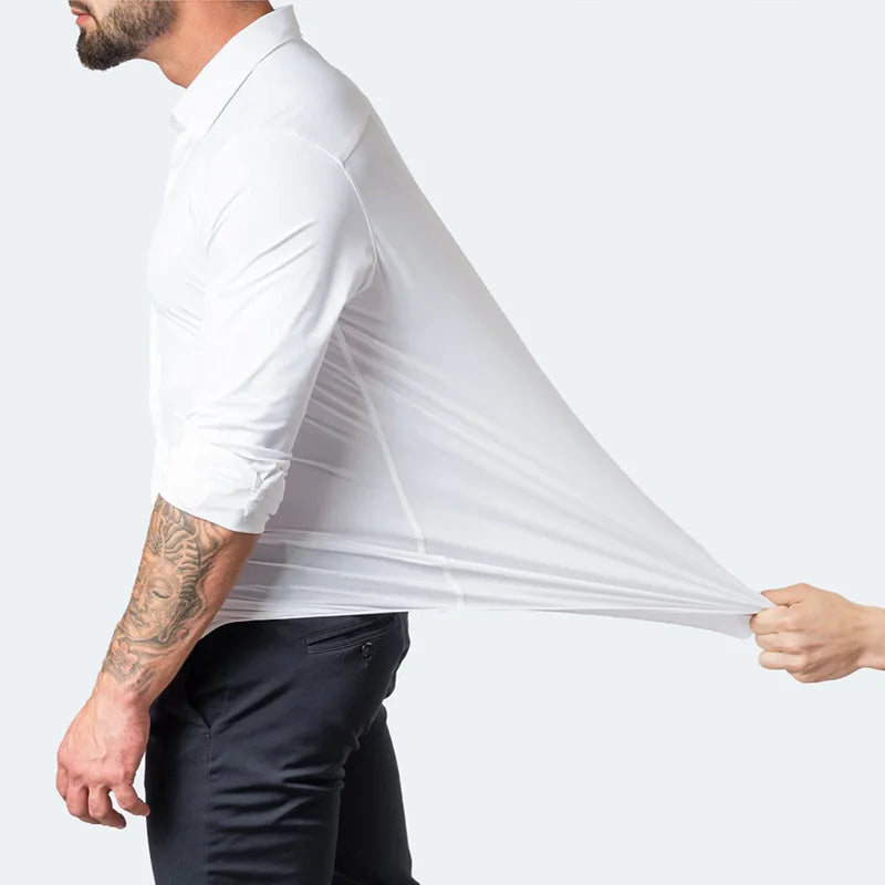 Camisa Ultra Tech, única camisa social que permanece impecável o dia todo, sem amassar